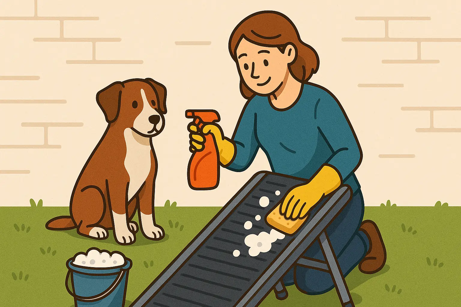 Honden loopplank schoonmaken