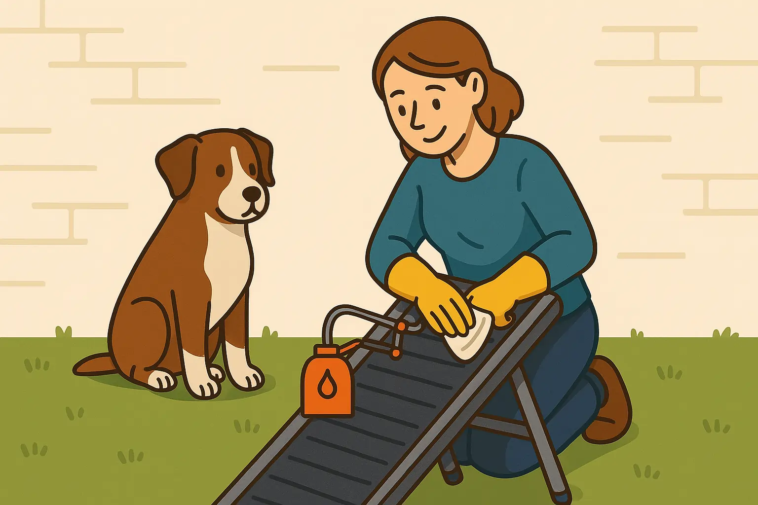 Loopplank hond schoonmaken olie