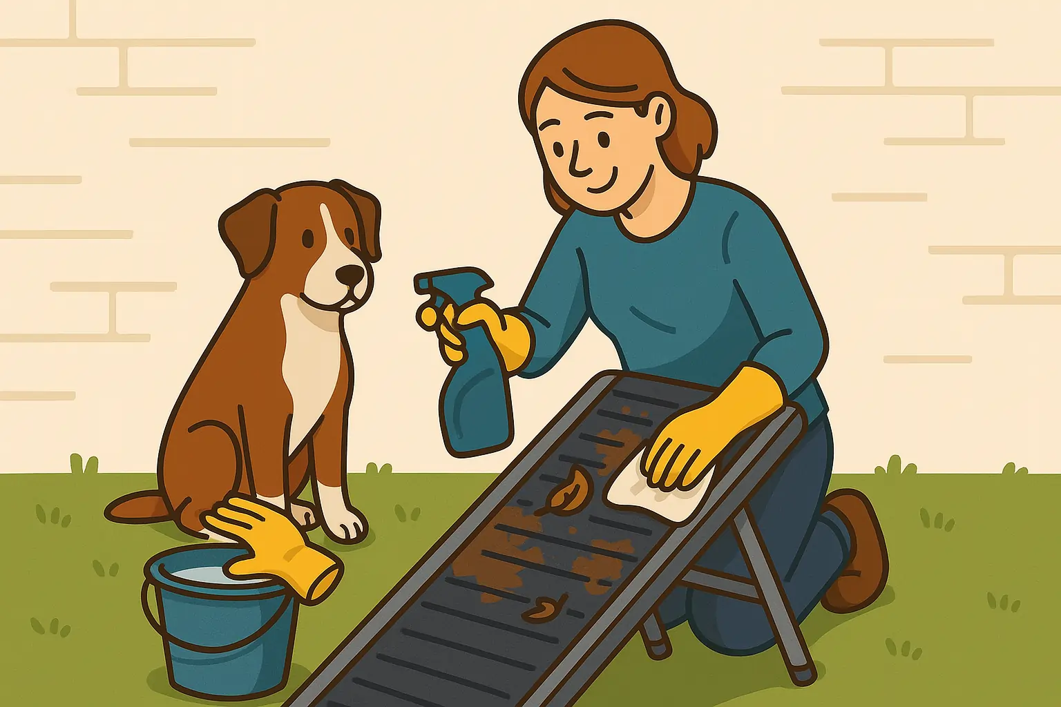 Vieze loopplank schoonmaken